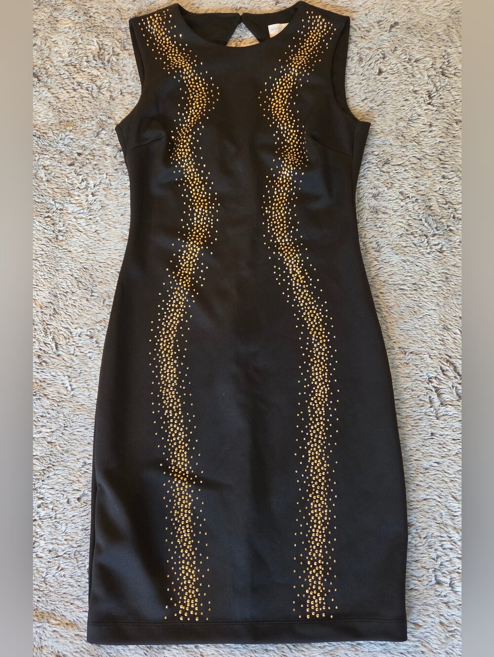 Womens Bisou Bisou Black Gold Studded Dress
